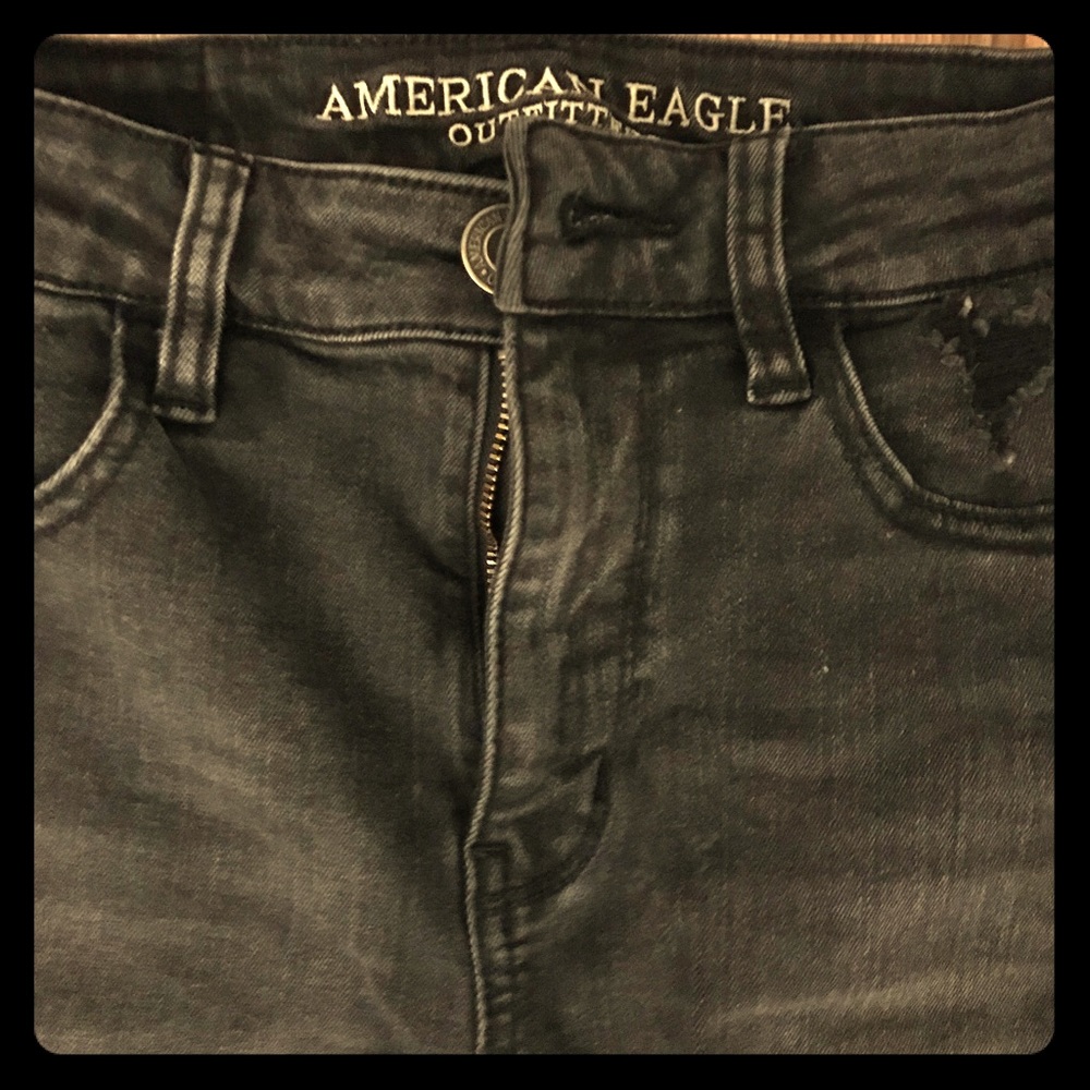 SOLD AE Distressed Black Denim Size 0